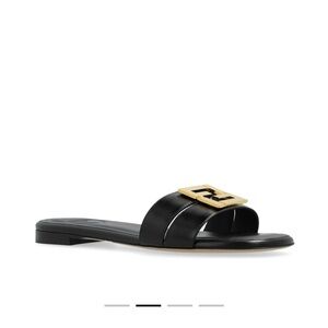 Fendi Black Leather Slides with Gold Logo Buckle – Women’s Size 39 (9)